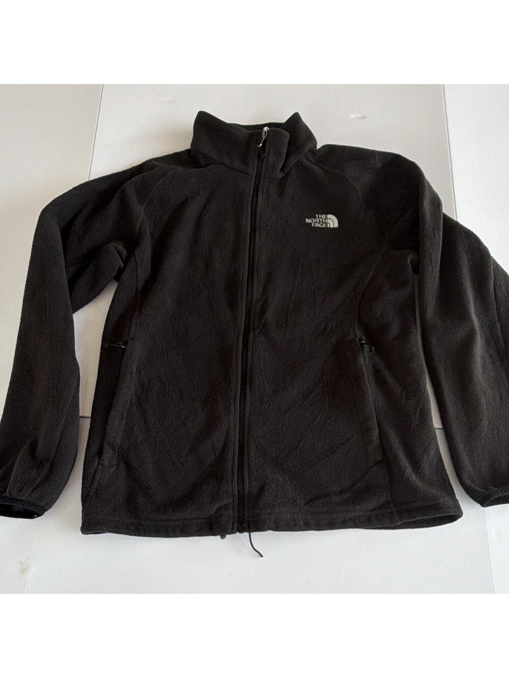 The North Face Men's Black Solid Full Zip Logo Fleece Jacket Size M
